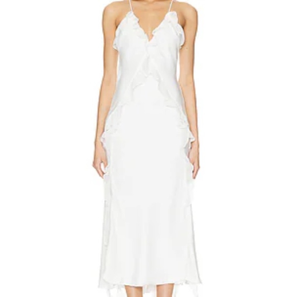 Bardot Marsella Ruffle Midi Dress in Orchid White, New with Tags